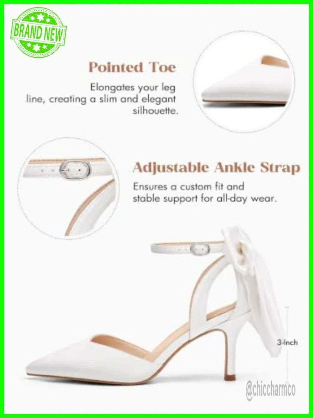 Women's Kitten Heel Pumps Bow Ankle Strap Pointed Toe Satin Dress Shoes